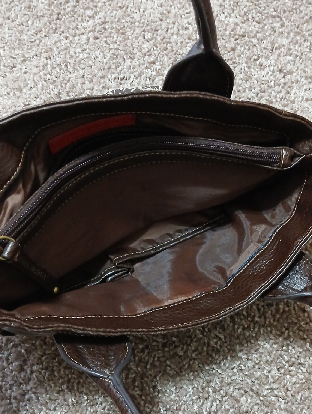 Y2K Tommy Hilfiger Brown and Cream Floral Canvas Tote - Picture 9 of 13